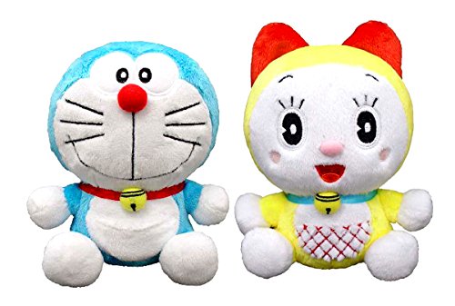 乐天商城 - ドラえもん＆ドラミちゃん(S) ぬいぐるみ 2種セット 高さ16cm
