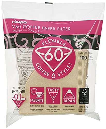 HARIO(ハリオ) V60用 ペーパーフィルター 01M 1~2杯用 500枚入り みさらし VCF-01-...
