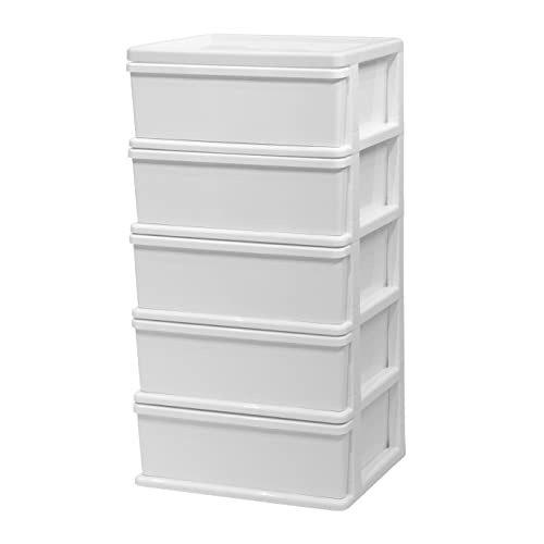 【 】JEJアステージ 収納チェスト シーズワイド 5段 ポリプロピレン (PP) ホワイト/ホワイト 日本製 簡..