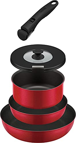 Seiros - サーモス デュラブルシリーズ 取っ手のとれるフライパン5点セットAB IH対応 レッド KSA-5B R