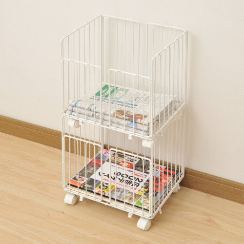 山善 新聞ストッカー2段 ホワイト RSR-2C(WH)