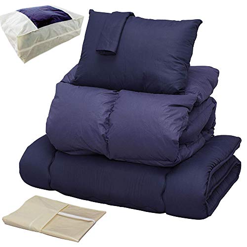 アイリスプラザ 布団セット【収納ケース付】 5点 セミダブル 羽根布団 羽毛 軽量 オールシーズン キル..