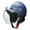 リード工業(LEAD) バイクヘルメット ハーフ CROSS バブルシールド付き CR-760 マットネイビー×ホワイト フリーサイズ (57-