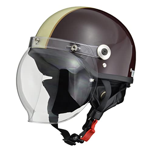 リード工業(LEAD) バイクヘルメット ジェット CROSS バブルシールド付き ブラウン アイボリー CR-760 - FREE (頭囲 5