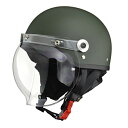リード工業(LEAD) バイクヘルメット ジェット CROSS バブルシールド付き マットグリーン CR-760 - FREE (頭囲 57cm(2)