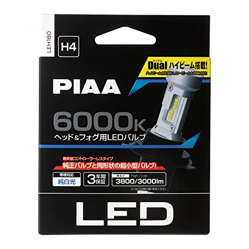 PIAA wbhCg/tHOCgp LED 6000K qRg[[X^Cvr 12V 18/18W Hi3800/Lo3000lm