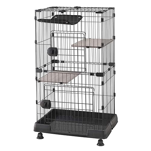 アイリスオーヤマ 猫 ケージ ミニタイプ 2段 ハンモック付き マットグレー 幅69×奥行54.5×
