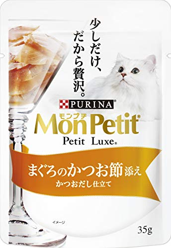モンプチ プチリュクス パウチ 成猫用 まぐろのかつお節添え 35g×48袋入り (ケース販売) [キャットフー..