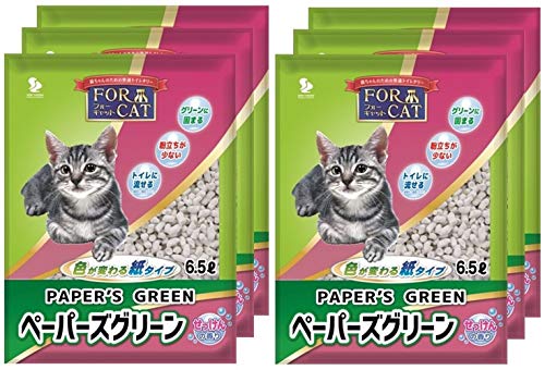 新東北化学工業 猫砂 ペーパーズグリーンせっけんの香り 6.5L×6個 (ケース販売)