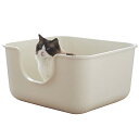 【OFT】 TALL WALL BOX スクエア アイボリー 本体 猫用トイレ 本体 大きい猫 大きいトイレ ゆったり広々サイズ 飛び散り防止ハ