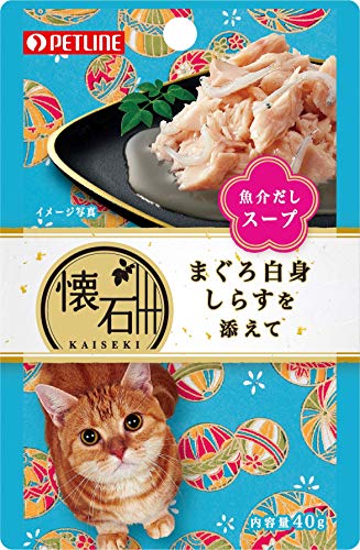 懐石 キャットフード レトルト まぐろ白身 しらすを添えて 魚介だしスープ 40g×72個 (ケース