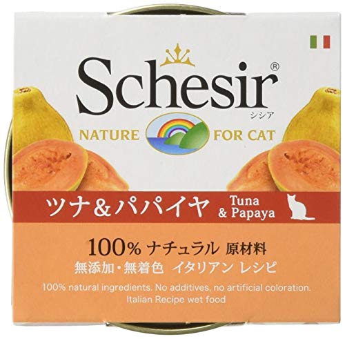 ・ツナ＆パパイヤ 75g×14個 350・・Size:75g×14個・素材の旨味香るウェットフード。説明 商品紹介 シシア　キャットシリーズ　フルーツタイプ「ツナ＆パパイヤ」 ビタミンなどの栄養素が多く含まれ、細胞の老化を遅くし、免疫力を高めます。 腎臓や肝臓の健康をサポート。 ツナはビタミンやミネラルのほか、DHAやEPAといった健康に良いとされる不飽和脂肪酸が豊富に含まれています。 心臓機能の健康維持・コレステロールの代謝促進・被毛の健康をサポートします。 パパイヤにはビタミン類やミネラル類、リコピンなどの有効成分が豊富に含まれます。 消化酵素も豊富に含まれており、食べ物の消化を促進させる効果があります。 皮膚・被毛の健康もサポート。 【原材料】ツナ37％、パパイヤ5％、米2% 【成分】粗たん白質10％、粗脂肪0.2％、粗繊維0.5％、粗灰分2％、水分84.5％ 【カロリー】47kcal/100g 原材料のツナはロットにより(A)Euthynnus affinis：スマか(B)Katsuwonus pelamis：カツオです。 自然素材を原料としている為メーカーより予告なく成分値等が変動することがあります。 Made in : Thai 原材料・成分 粗たん白質10％、粗脂肪0.2％、粗繊維0.5％、粗灰分2％、水分84.5％ 使用方法 年齢、体重に見合った量を与えてください。