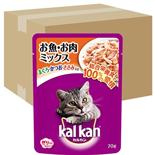 カルカン パウチ お魚・お肉ミックス まぐろ・かつお・ささみ入り キャットフード お魚ミックス 成猫用 70g×160 (ケース販売)