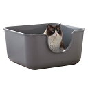 【OFT】 TALL WALL BOX スクエア ライトグレー 本体 猫用トイレ 本体 大きい猫 大きいトイレ ゆったり広々サイズ 飛び散り防止