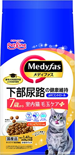 メディファス 室内猫 毛玉ケアプラス 7歳から チキン&フィッシュ味 チキン&フィッシュ味 MFD-38 1.41kg(235g×6)x6(ケー