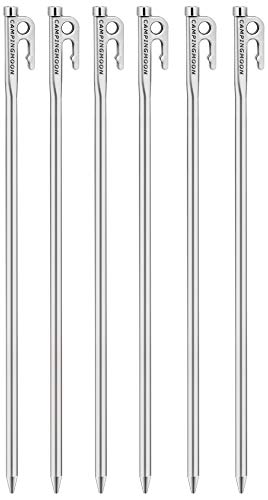 キャンピングムーン（CAMPING MOON） マルテンサイト系ステンレス鋼420J 焼き入れ 鍛造ペグ 40cm 6本セ..