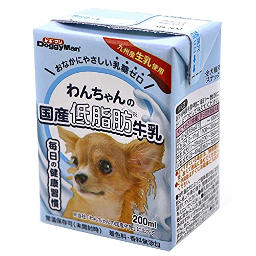 ドギーマン わんちゃんの国産低脂肪牛乳 全犬種用 200ミリリットル (x 24) (ケース販売)