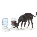 Amazonベーシック ペット用 自動給餌・給水器セット 餌・水飲み器 重力式 Lサイズ 9L グレー(4)