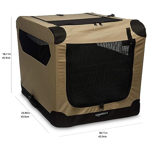 Amazonベーシック 犬用ソフトクレート ペットキャリー 折りたたみ式 46 x 46 x 66 ...