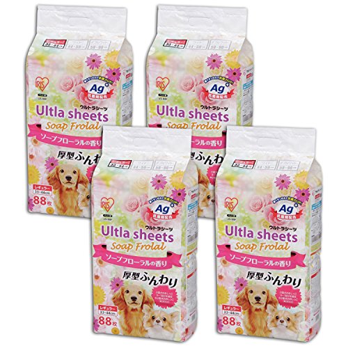 アイリスオーヤマ(IRIS OHYAMA) ペットシーツ 厚型 香り付き 抗菌 銀イオン Ag+配合 小型犬 レギュラー 88枚×4袋(352枚