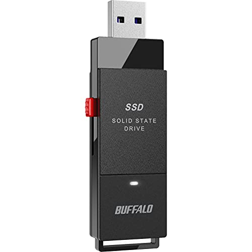 2020年モデル・ブラック 500GB SSD-PUT500U3-B/N・・Size:500GB・【パソコンのデータ保存に】 最大約430MB/sの高速なファイル転送。バッファロー従来品 外付けHDDよりも約3.6倍速のスピード。当社従来品HD-PCGU3-Aと比較。測定環境はメーカーより欄に記載・【ケーブルレスで持ち運び便利】バスパワー駆動で、PCにさすだけ。ケーブル不要。単三アルカリ乾電池よりも軽い約17g小型サイズ。本体重量のみ・【テレビ番組の録画に】SSDだから動作音が気にならない。寝室やワンルームで使用してもストレスフリー・【】購入から1年間のつき。・【動作環境とインターフェイス】Windows、Mac、PS5/PS4、TV対応。USB( USB 3.2(Gen 1)/3.1(Gen 1)/3.0/2.0)、Type-A説明 【販売台数No.1実績メーカー】バッファローの外付けSSDは国内販売台数No.1(2019年1月~12月BCN調べ)多くのお客様に支持されている品質で毎日を快適に 【スティックSSD】ケーブル不要でパソコンに直接つながる。しかも、小型なのに最大1.0TBの大容量 【テレビ番組の録画に】ケーブルレスだからごちゃごちゃしがちなテレビ周りでもすっきり設置 【バックアップを時短】HDDよりも約3.6倍高速なファイル転送(約430MB/s)によりデータをすばやく保存当社従来品HD-PCGU3-Aと比較。測定環境はメーカーより欄に記載 【高い耐久性】耐衝撃・耐振動において米国MIL規格に準拠。万が一の落下による衝撃や移動中の振動も安心 【ゲームの高速起動・ロード】 PS4の起動時間・データロード時間を約79%高速化。シームレスなゲームプレーをらくらくセットアップで実現測定環境はバッファローWebサイト参照 【データの持ち運びもらくらく】 胸ポケットにらくらく入る大きさだからかさばらなくて持ち運びやすい。わずか約17gの軽さで、移動時も気にならない。データの持ち帰りにも、オフィス内の移動でも、ストラップで落とさない、持ち運びに便利なポータブルSSD