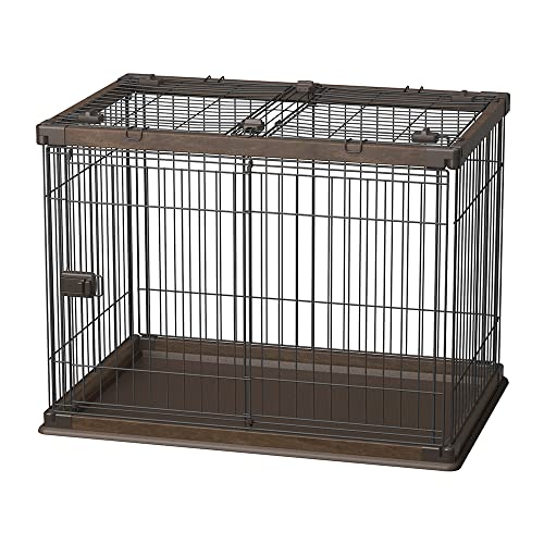 アイリスオーヤマ 犬 サークル ウッディサークル ウォールナット 小型犬用 幅97.5×奥行66.5×高さ71cm P..