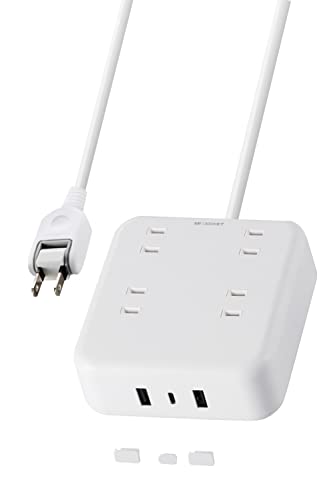 エレコム 電源タップ 雷ガード USBタップ 3m 4個口 USB 32W [ USB-A 2ポート/ USB-C 1ポート ] 卓上タップ 充