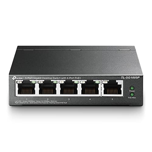 TP-Link スイッチングハブ ギガ 5ポート PoEハブ (4x PoE対応 全体最大56W) アンマネージ 5年 TL-SG1005P