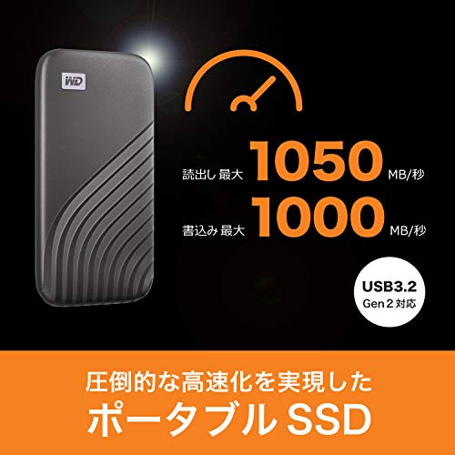 クロスワン 楽天市場店のウエスタンデジタル(Western Digital) WD ポータブルSSD 1TB ゴールド USB3.2 Gen2 My Passport｜アングル2