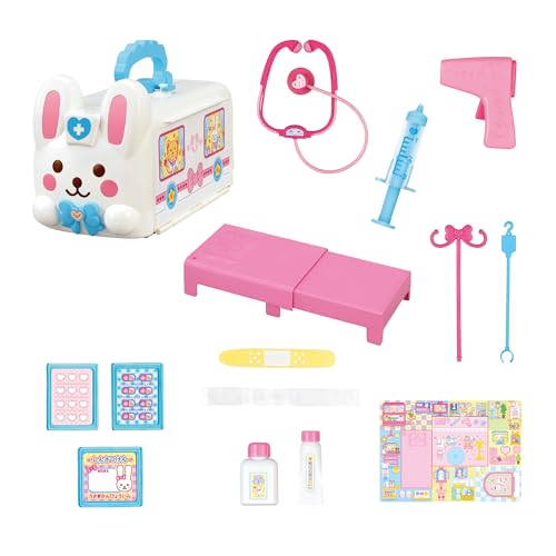 【 】メルちゃん おせわパーツ ピピピでしんだんおしゃべりいっぱい うさぎさんきゅうきゅうしゃ（ピンクのまつばづえセット）