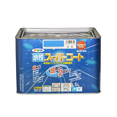 アサヒペン ペンキ 水性スーパーコート 水性多用途 空色 5L