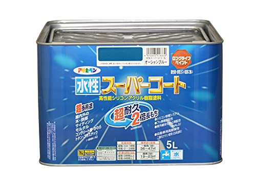 アサヒペン ペンキ 水性スーパーコート 水性多用途 オーシャンブルー 5L