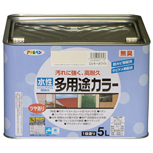 乐天商城 - アサヒペン 水性多用途カラー 5L ミルキーホワイト