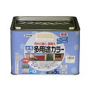 アサヒペン 水性多用途カラー 5L ティントベージュ 水性 多用途 塗料 ペンキ 高耐久性 ツヤあり 無臭タイプ 1回塗り 防カビ剤配合 サビド