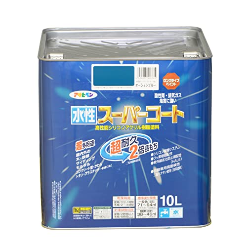 アサヒペン ペンキ 水性スーパーコート 水性多用途 オーシャンブルー 10L