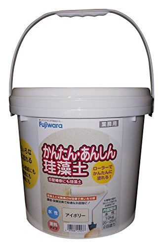 乐天商城 - フジワラ化学 内装調湿性仕上塗材 かんたんあんしん珪藻土 アイボリー 10kg