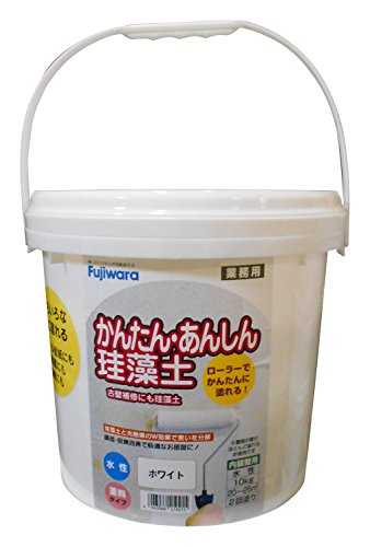 乐天商城 - フジワラ化学 内装調湿性仕上塗材 かんたんあんしん珪藻土 ホワイト 10kg