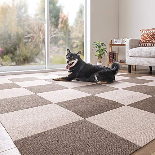 【日本製 撥水 消臭 洗える】サンコー ずれない ジョイントマット 25×25cm ブラウンセット 50枚組 カーペットタイプ おくだけ吸着 タ