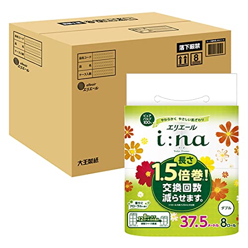 乐天商城 - エリエール トイレットペーパー i:na(イーナ) 1.5倍巻き 37.5m×8ロール x 12パック ダブル 【ケース販売】