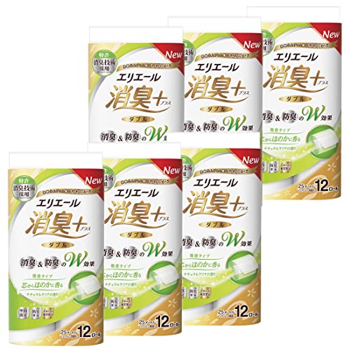 エリエール トイレットペーパー 消臭プラス(+) 25m×72ロール(12ロール×6パック) ダブル パルプ100% ほ..