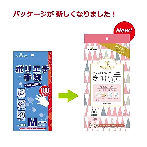 ショーワグローブ 【ケース販売・食品衛生法適合】ナイスハンド きれいな手 つかいきりグローブ ポリエチレン 100枚入 M 30函 半透明 2