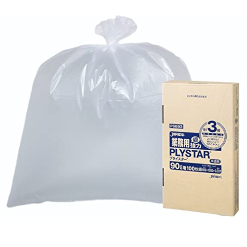 ジャパックス ゴミ袋 業務用 超強力 BOX ポリ袋 半透明 90L 横90×縦100cm 厚み0.037mm よく伸びる 破れにくい つめ込み