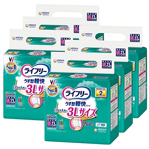 ライフリー パンツタイプ うす型軽快パンツ 3Lサイズ 78枚（13枚×6） 2回吸収 大きいサイズ 大人用おむつ 【一人で歩ける方】[ケース品