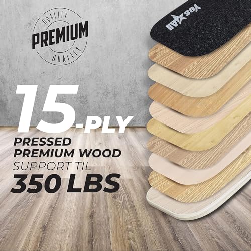 イエスフォーオール(Yes4All) 木製バランスボードローラー トレーナーローラーボード バランストレーニングボード ブラック 滑り止め表面