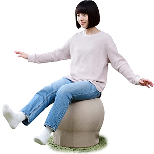 [山善] バランスボール 椅子 スツール 固定 45cm 空気入れ付き インテリアに馴染むカバー 体幹トレーニング オットマン 軽量 ベージュ その1
