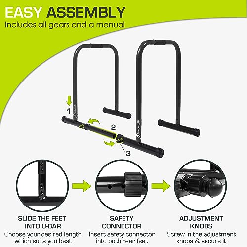 ProsourceFit Dip Stand Station Heavy Duty Ultimate Body Press Bar with S
