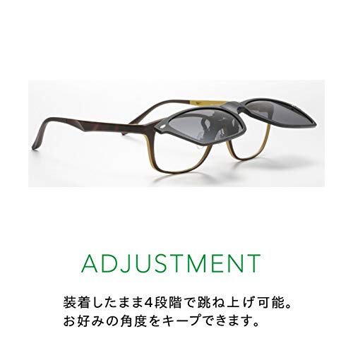クロスワン 楽天市場店のHUG OZAWA(ハグオザワ) GR-010C ブラックマット green glass（グリーングラス） 瞬間サングラス 折りたたみ式クリップ｜アングル3