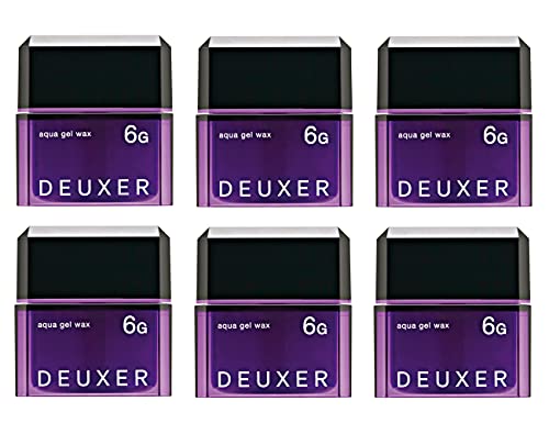 ・バイオレット 6個セット ・・Size:6個セット・内容量:480g・80g×6商品紹介 DEUXER(デューサー) アクアジェルワックス6G(6個セット) 使用上の注意 お肌に合わない時は、ご使用をおやめください。使用後は必ずキャップをしめてください。乳幼児の手の届かないところに保管してください。極端に高温又は低温の場所、直射日光のあたる場所には保管しないでください。目に入った時は、直ちに洗い流してください。本品は糸をひくタイプですので、手にとる時は、衣服等につかないようご注意ください。 原材料・成分 水、エタノール、PVP、PG、TEA、(ジヒドロキシメチルシリルプロポキシ)ヒドロキシプロピル加水分解ケラチン(羊毛)、加水分解ケラチン(羊毛)、モウソウチクたけのこ皮エキス、BG、ポリアクリル酸Na、PEG-11メチルエーテルジメチコン、アルギン酸Na、(メタクリル酸エチルベタイン/アクリレーツ)コポリマー、(マカデミア種子油/水添マカデミア種子油)エステルズ、カルボマー、ベンテト酸5Na、マイカ、酸化チタン、フェノキシエタノール、香料 使用方法 【使用上の注意】お肌に合わない時は、ご使用をおやめください。使用後は必ずキャップをしめてください。乳幼児の手の届かないところに保管してください。極端に高温又は低温の場所、直射日光のあたる場所には保管しないでください。目に入った時は、直ちに洗い流してください。本品は糸をひくタイプですので、手にとる時は、衣服等につかないようご注意ください。 ご注意（免責）必ずお読みください ●頭皮に傷やはれもの、湿疹等、異常のあるときはお使いにならないでください。 ●頭皮にあわないとき、使用中、赤味、はれ、かゆみ、刺激等の異常があらわれた場合には使用を中止してください。そのまま使用を続けますと症状を悪化させることがありますので皮膚科専門医等にご相談されることをおすすめします。 ●目に入ったときは、直ちに洗い流してください。 ●乳幼児の手の届かないところに保存してください。