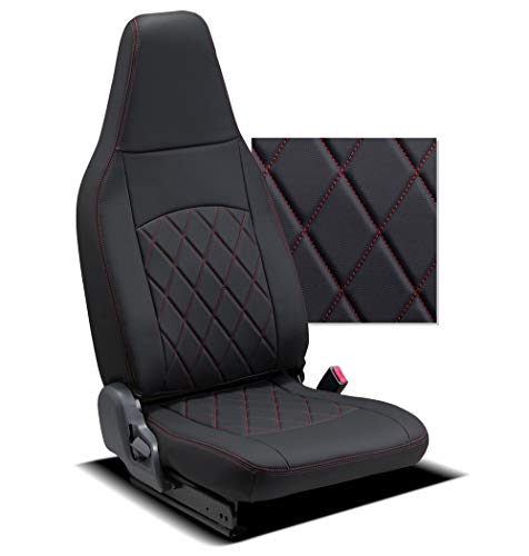 クラッツィオ シートカバー ハイゼット/サンバー Clazzio ストロングレザー キルトタイプ ブラック×レッドステッチ 1列目のみ ED-4