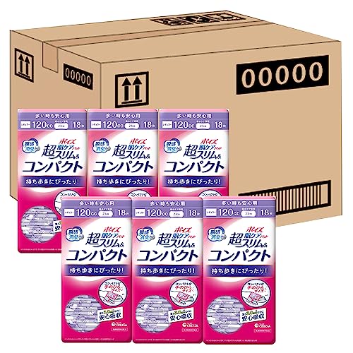 【ケース販売】 ポイズ 肌ケアパッド 超スリム&コンパクト 3.0mm 多い時も安心用120cc 18枚 ×6パック入り (女性の軽い尿もれ用)